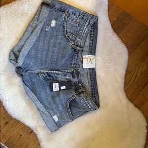 One Teaspoon Distressed Blue Jean Shorts Hollywood Bandit style size 34
